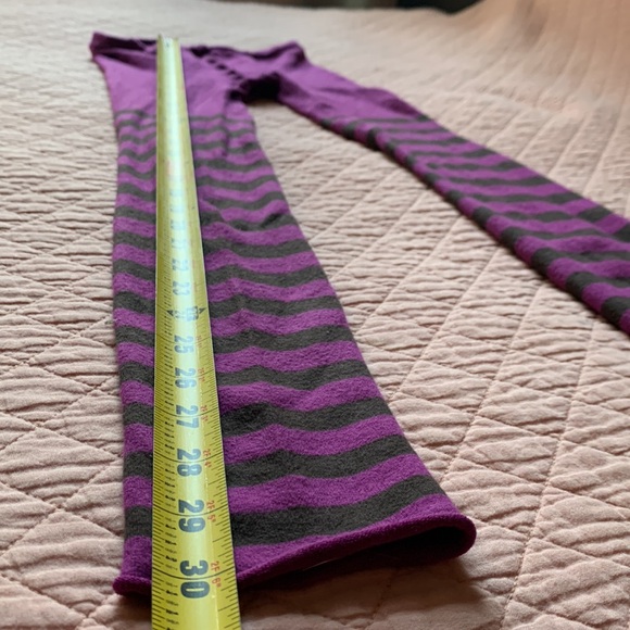 HUE - Leggings - Purple brown stripes Stretch cotton-nylon knit - Medium / large - Picture 6 of 9